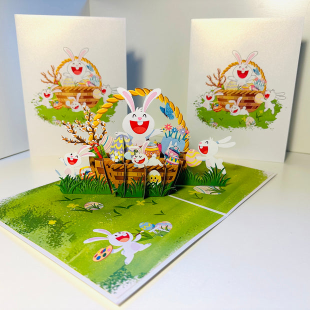 Happy Easter Bunny Basket Origami Pop Cards 3D Pop Up Greeting Card Happy Easter Thank You Handmade Best Wishes Blank Card Gift Happy Holidays Celebrate the Special Day Moment with Family and Friends Decoration Colorful Blessing Cosy Funny Gifts