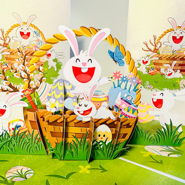 Happy Easter Bunny Basket Origami Pop Cards 3D Pop Up Greeting Card Happy Easter Thank You Handmade Best Wishes Blank Card Gift Happy Holidays Celebrate the Special Day Moment with Family and Friends Decoration Colorful Blessing Cosy Funny Gifts