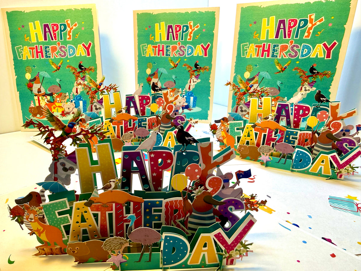 Happy Father’s Day with Adorable Australian Animals Origami Pop Cards 3D Pop Up Greeting Card Happy Birthday Thank You Handmade Gift Thinking of You Blank Card for Any Occasion Happy Mother's Day Happy Father's Australiana Celebration