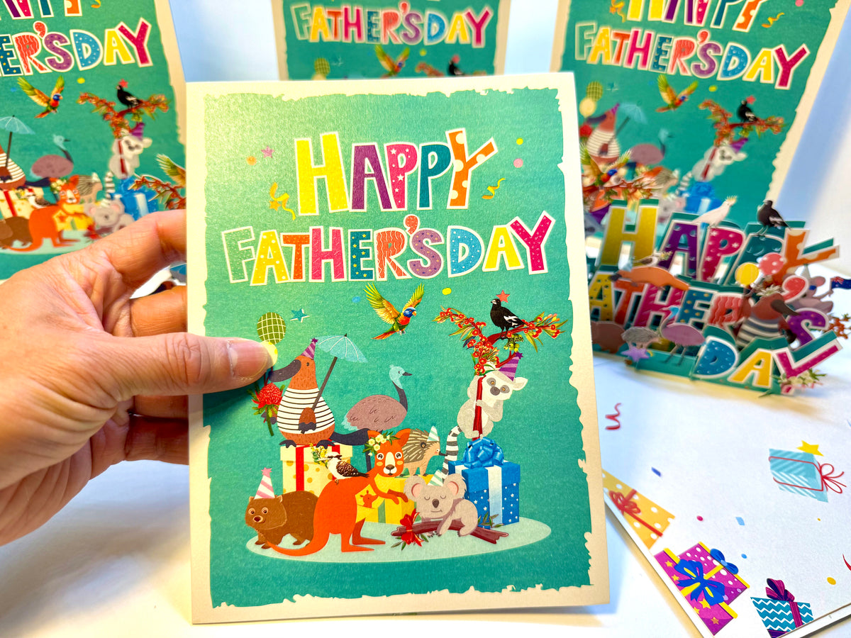 Happy Father’s Day with Adorable Australian Animals Origami Pop Cards 3D Pop Up Greeting Card Happy Birthday Thank You Handmade Gift Thinking of You Blank Card for Any Occasion Happy Mother's Day Happy Father's Australiana Celebration