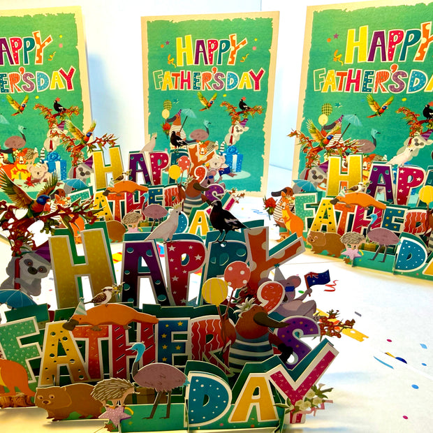 Happy Father’s Day with Adorable Australian Animals Origami Pop Cards 3D Pop Up Greeting Card Happy Birthday Thank You Handmade Gift Thinking of You Blank Card for Any Occasion Happy Mother's Day Happy Father's Australiana Celebration