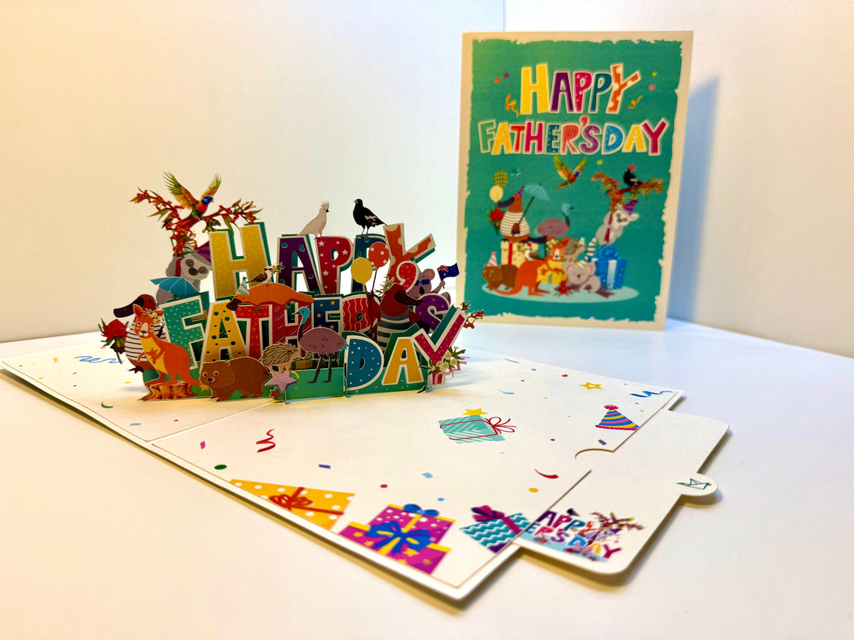 Happy Father’s Day with Adorable Australian Animals Origami Pop Cards 3D Pop Up Greeting Card Happy Birthday Thank You Handmade Gift Thinking of You Blank Card for Any Occasion Happy Mother's Day Happy Father's Australiana Celebration
