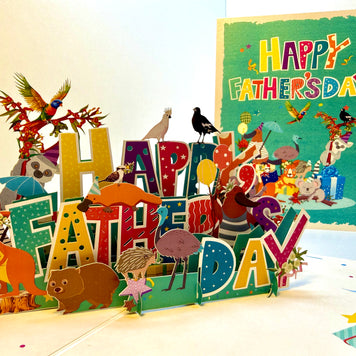 Happy Father’s Day with Adorable Australian Animals Origami Pop Cards 3D Pop Up Greeting Card Happy Birthday Thank You Handmade Gift Thinking of You Blank Card for Any Occasion Happy Mother's Day Happy Father's Australiana Celebration