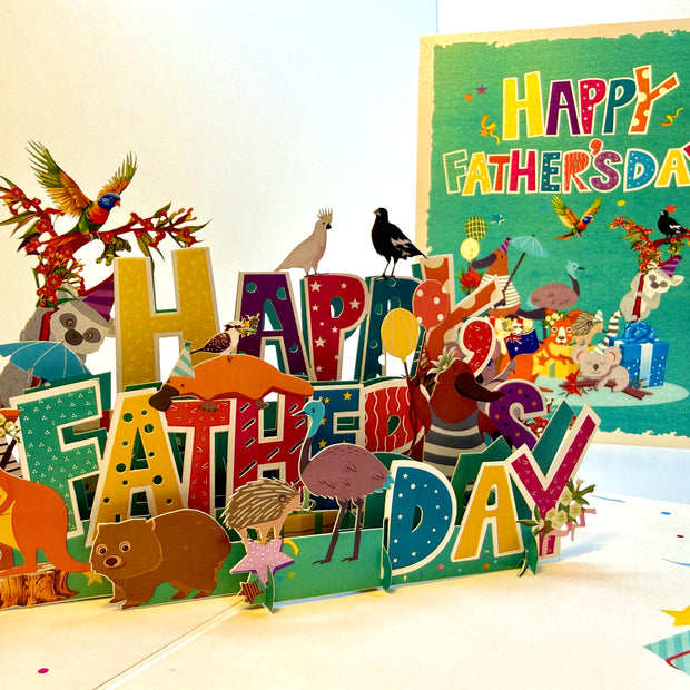 Happy Father’s Day with Adorable Australian Animals Origami Pop Cards 3D Pop Up Greeting Card Happy Birthday Thank You Handmade Gift Thinking of You Blank Card for Any Occasion Happy Mother's Day Happy Father's Australiana Celebration