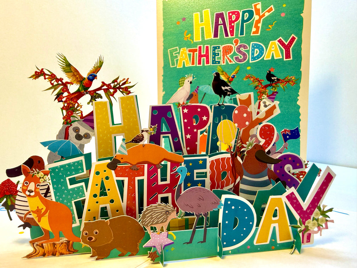 Happy Father’s Day with Adorable Australian Animals Origami Pop Cards 3D Pop Up Greeting Card Happy Birthday Thank You Handmade Gift Thinking of You Blank Card for Any Occasion Happy Mother's Day Happy Father's Australiana Celebration