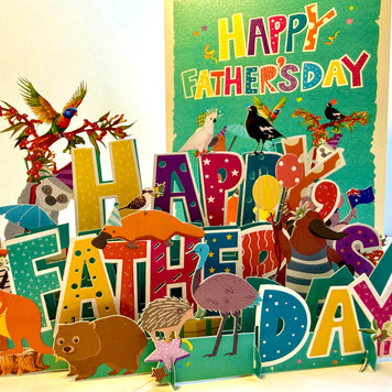 Happy Father’s Day with Adorable Australian Animals Origami Pop Cards 3D Pop Up Greeting Card Happy Birthday Thank You Handmade Gift Thinking of You Blank Card for Any Occasion Happy Mother's Day Happy Father's Australiana Celebration