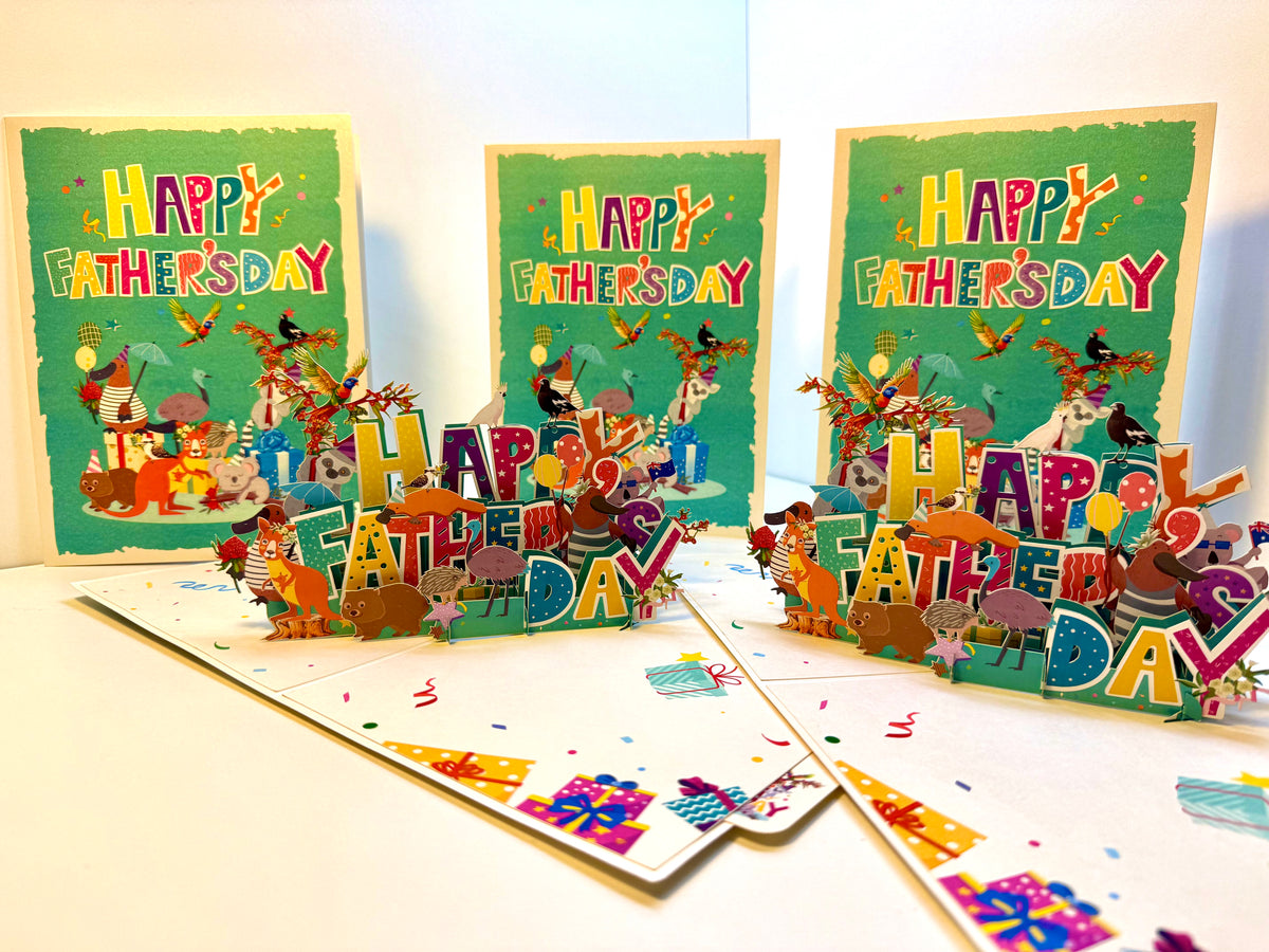 Happy Father’s Day with Adorable Australian Animals Origami Pop Cards 3D Pop Up Greeting Card Happy Birthday Thank You Handmade Gift Thinking of You Blank Card for Any Occasion Happy Mother's Day Happy Father's Australiana Celebration