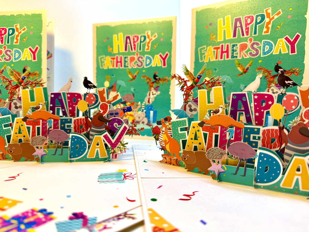Happy Father’s Day with Adorable Australian Animals Origami Pop Cards 3D Pop Up Greeting Card Happy Birthday Thank You Handmade Gift Thinking of You Blank Card for Any Occasion Happy Mother's Day Happy Father's Australiana Celebration