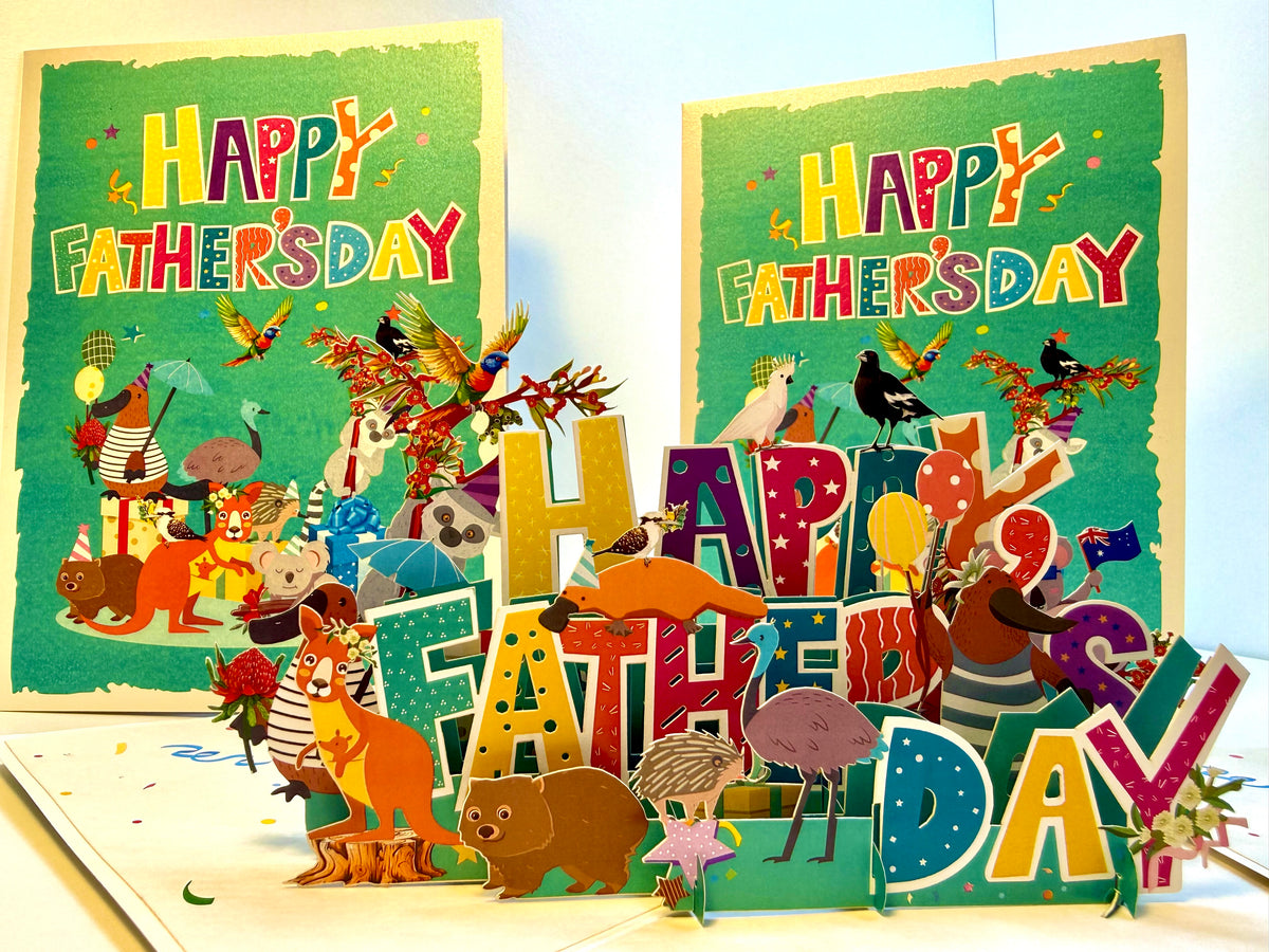 Happy Father’s Day with Adorable Australian Animals Origami Pop Cards 3D Pop Up Greeting Card Happy Birthday Thank You Handmade Gift Thinking of You Blank Card for Any Occasion Happy Mother's Day Happy Father's Australiana Celebration