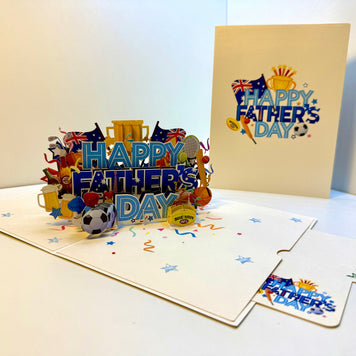 Happy Father’s Day with Aussie Sports & Games Origami Pop Cards 3D Pop Up Greeting Card Happy Birthday Thank You Handmade Gift Thinking of You Blank Card for Any Occasion Happy Mother's Day Happy Father's Australiana Celebration
