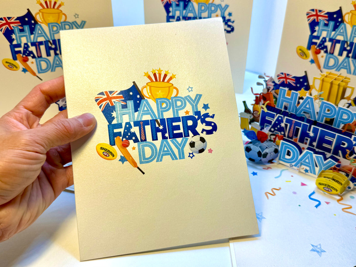 Happy Father’s Day with Aussie Sports & Games Origami Pop Cards 3D Pop Up Greeting Card Happy Birthday Thank You Handmade Gift Thinking of You Blank Card for Any Occasion Happy Mother's Day Happy Father's Australiana Celebration