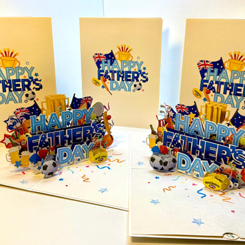 Happy Father’s Day with Aussie Sports & Games Origami Pop Cards 3D Pop Up Greeting Card Happy Birthday Thank You Handmade Gift Thinking of You Blank Card for Any Occasion Happy Mother's Day Happy Father's Australiana Celebration