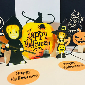 Happy Halloween Pumpkins Origami Pop Cards 3D Pop Up Greeting Card Happy Halloween Thank You Handmade Best Wishes Blank Card  Fun Party Cheer Gift Happy Holidays Celebrate the Special Day