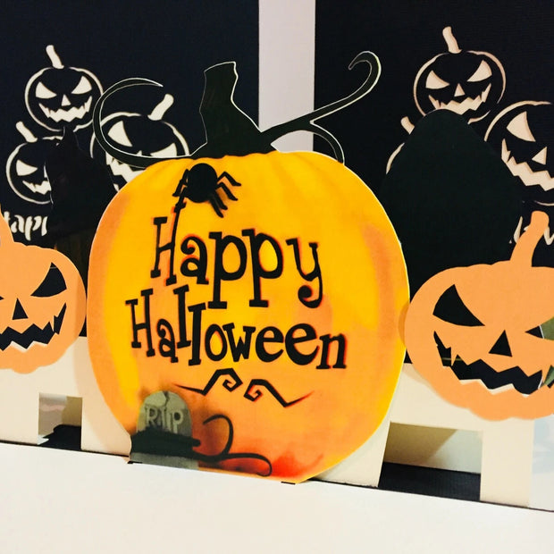 Happy Halloween Pumpkins Origami Pop Cards 3D Pop Up Greeting Card Happy Halloween Thank You Handmade Best Wishes Blank Card  Fun Party Cheer Gift Happy Holidays Celebrate the Special Day