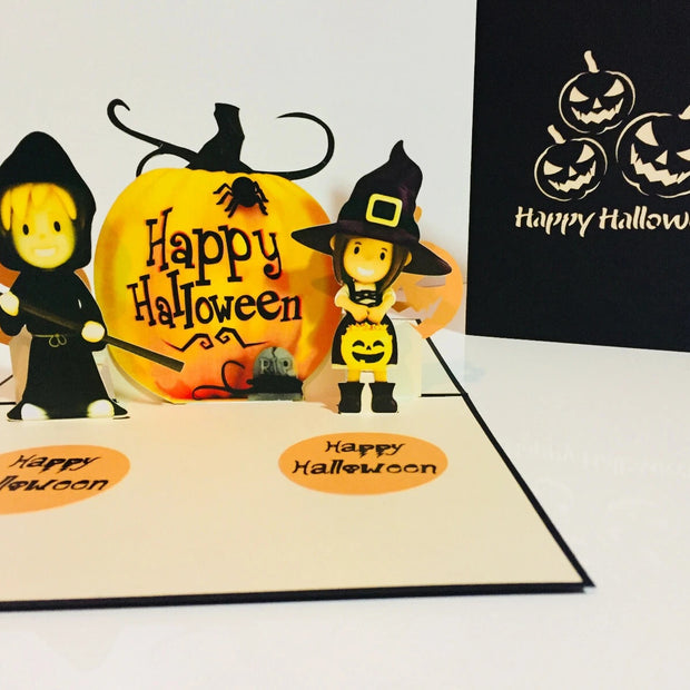 Happy Halloween Pumpkins Origami Pop Cards 3D Pop Up Greeting Card Happy Halloween Thank You Handmade Best Wishes Blank Card  Fun Party Cheer Gift Happy Holidays Celebrate the Special Day