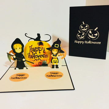 Happy Halloween Pumpkins Origami Pop Cards 3D Pop Up Greeting Card Happy Halloween Thank You Handmade Best Wishes Blank Card  Fun Party Cheer Gift Happy Holidays Celebrate the Special Day