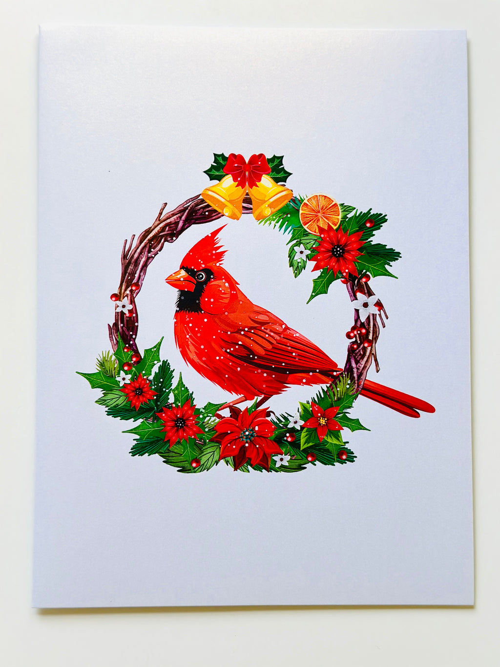 Happy Holidays Cardinal Red Bird with Poinsettia Red Flower Wreath Origami Pop Cards 3D Pop Up Greeting Card Merry Christmas Thank You Handmade Best Wishes Blank Card Gift Happy Holidays Celebrate the Special Day Moment with Family and Friends