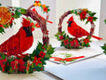 Happy Holidays Cardinal Red Bird with Poinsettia Red Flower Wreath Origami Pop Cards 3D Pop Up Greeting Card Merry Christmas Thank You Handmade Best Wishes Blank Card Gift Happy Holidays Celebrate the Special Day Moment with Family and Friends