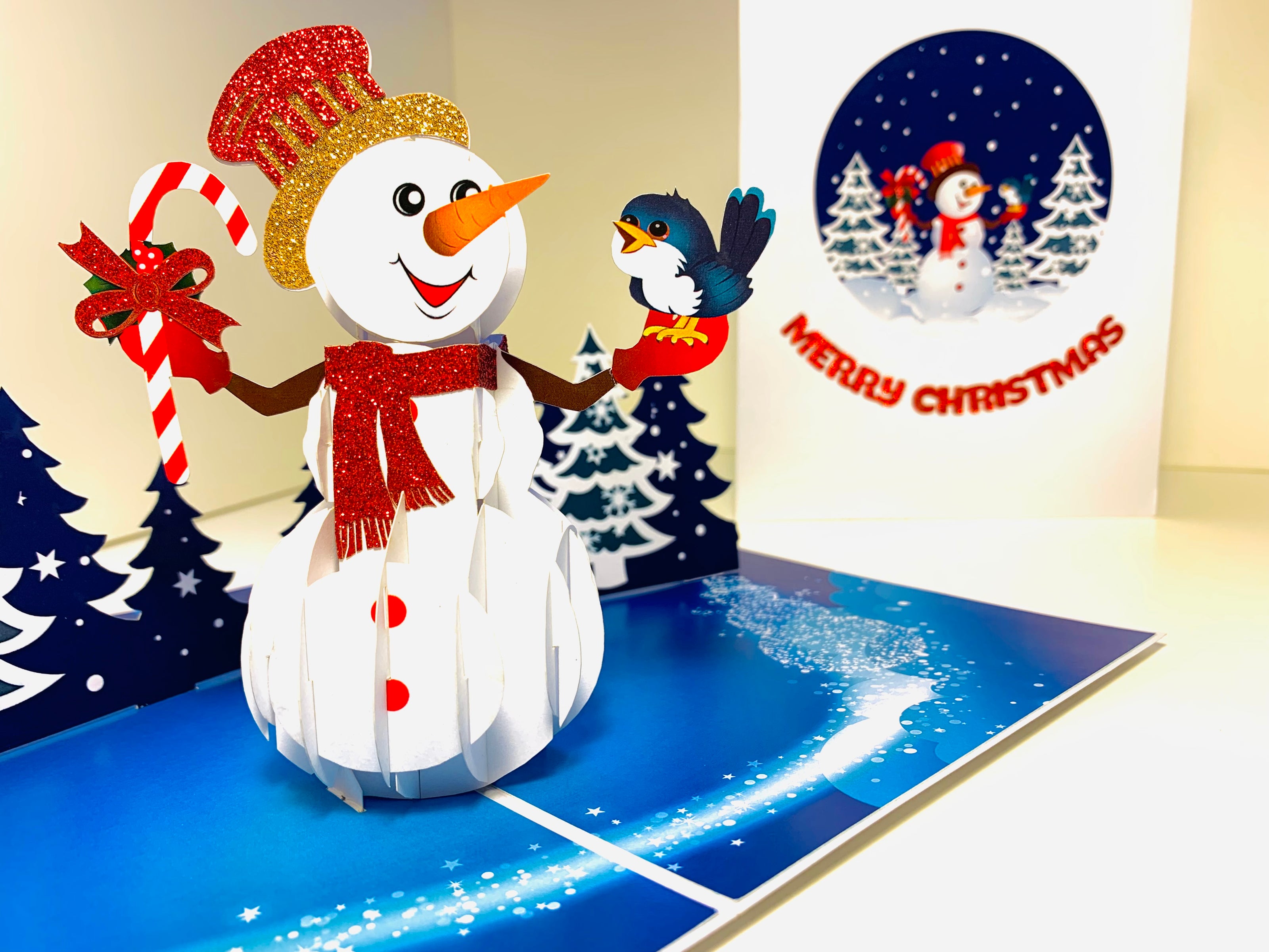 Happy Holidays Snowman Origami Pop Cards 3D Pop Up Greeting Card Merry Christmas Thank You Handmade Best Wishes Blank Card Gift Happy Holidays Celebrate the Special Day Moment with Family and Friends