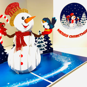 Happy Holidays Snowman Origami Pop Cards 3D Pop Up Greeting Card Merry Christmas Thank You Handmade Best Wishes Blank Card Gift Happy Holidays Celebrate the Special Day Moment with Family and Friends