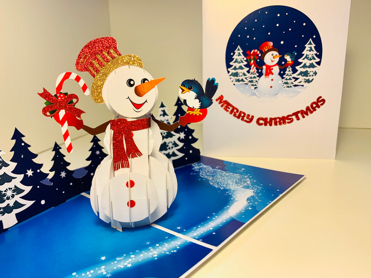 Happy Holidays Snowman Origami Pop Cards 3D Pop Up Greeting Card Merry Christmas Thank You Handmade Best Wishes Blank Card Gift Happy Holidays Celebrate the Special Day Moment with Family and Friends