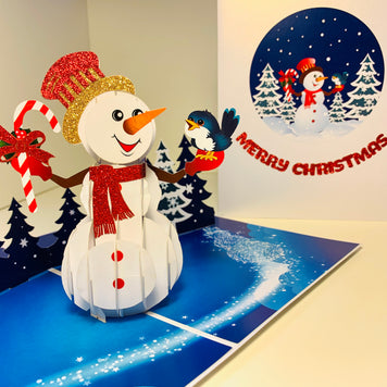 Happy Holidays Snowman Origami Pop Cards 3D Pop Up Greeting Card Merry Christmas Thank You Handmade Best Wishes Blank Card Gift Happy Holidays Celebrate the Special Day Moment with Family and Friends