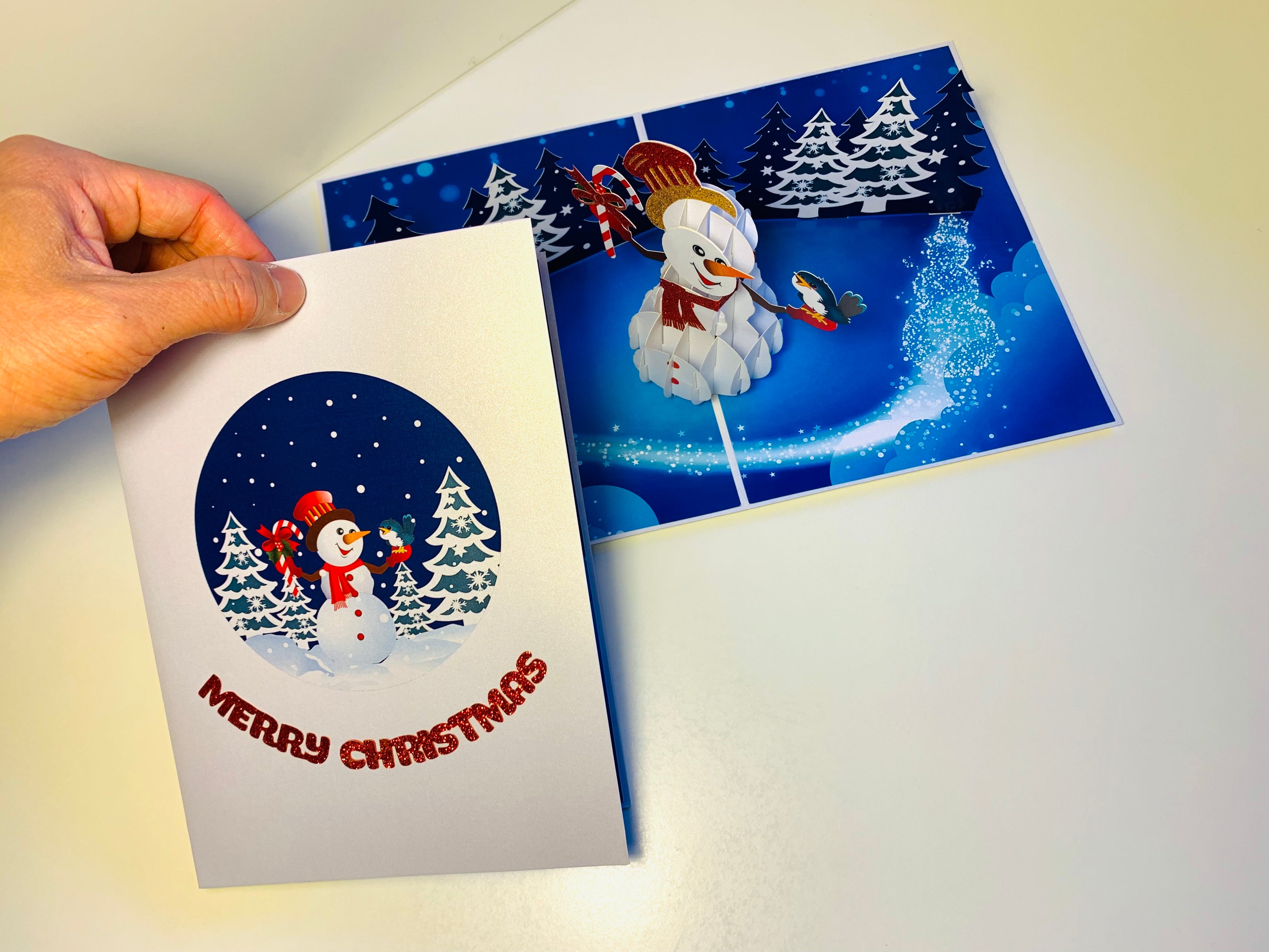 Happy Holidays Snowman Origami Pop Cards 3D Pop Up Greeting Card Merry Christmas Thank You Handmade Best Wishes Blank Card Gift Happy Holidays Celebrate the Special Day Moment with Family and Friends