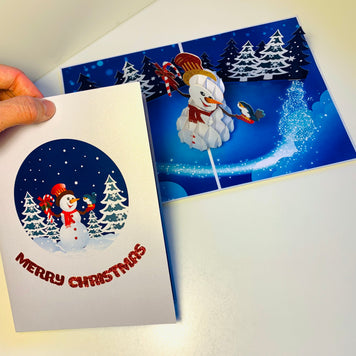 Happy Holidays Snowman Origami Pop Cards 3D Pop Up Greeting Card Merry Christmas Thank You Handmade Best Wishes Blank Card Gift Happy Holidays Celebrate the Special Day Moment with Family and Friends