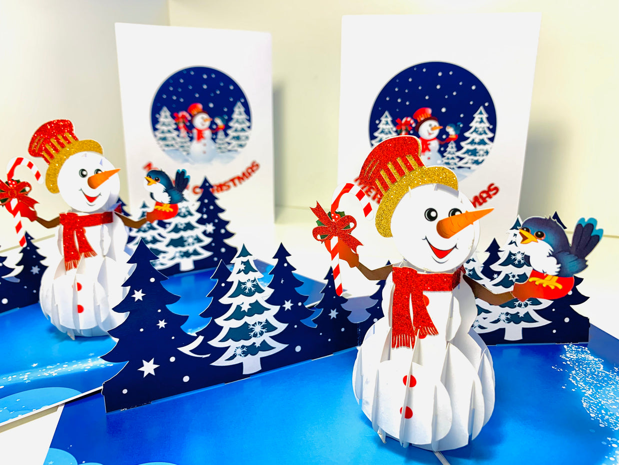 Happy Holidays Snowman Origami Pop Cards 3D Pop Up Greeting Card Merry Christmas Thank You Handmade Best Wishes Blank Card Gift Happy Holidays Celebrate the Special Day Moment with Family and Friends