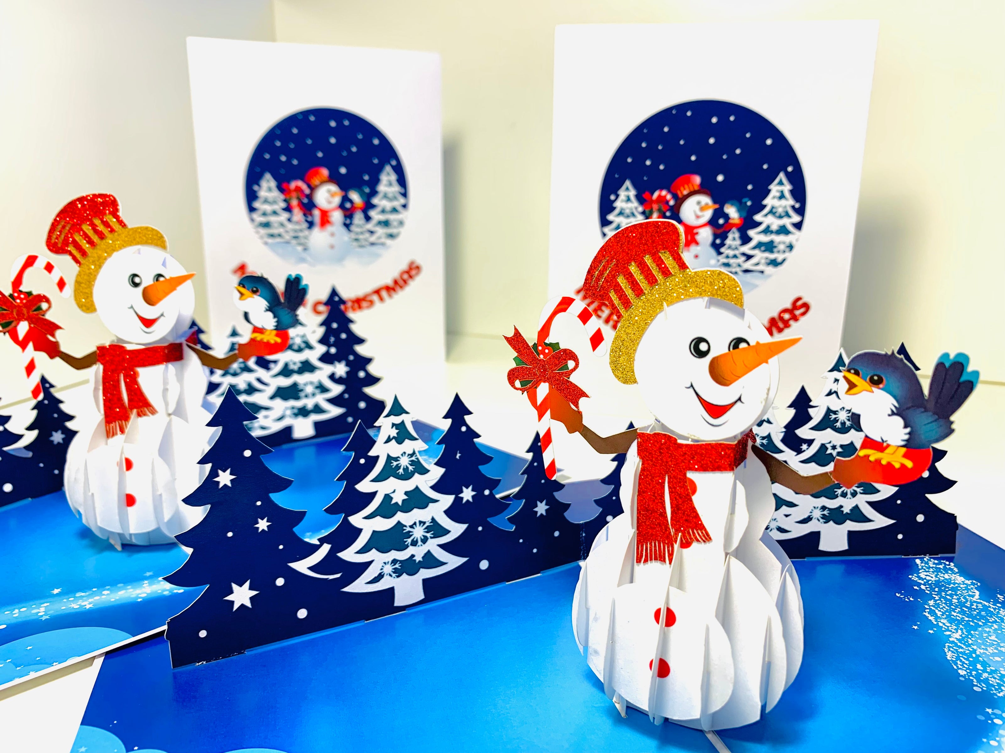Happy Holidays Snowman Origami Pop Cards 3D Pop Up Greeting Card Merry Christmas Thank You Handmade Best Wishes Blank Card Gift Happy Holidays Celebrate the Special Day Moment with Family and Friends
