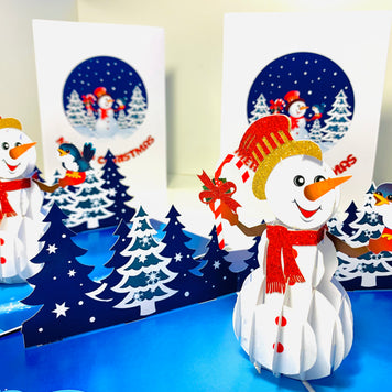 Happy Holidays Snowman Origami Pop Cards 3D Pop Up Greeting Card Merry Christmas Thank You Handmade Best Wishes Blank Card Gift Happy Holidays Celebrate the Special Day Moment with Family and Friends