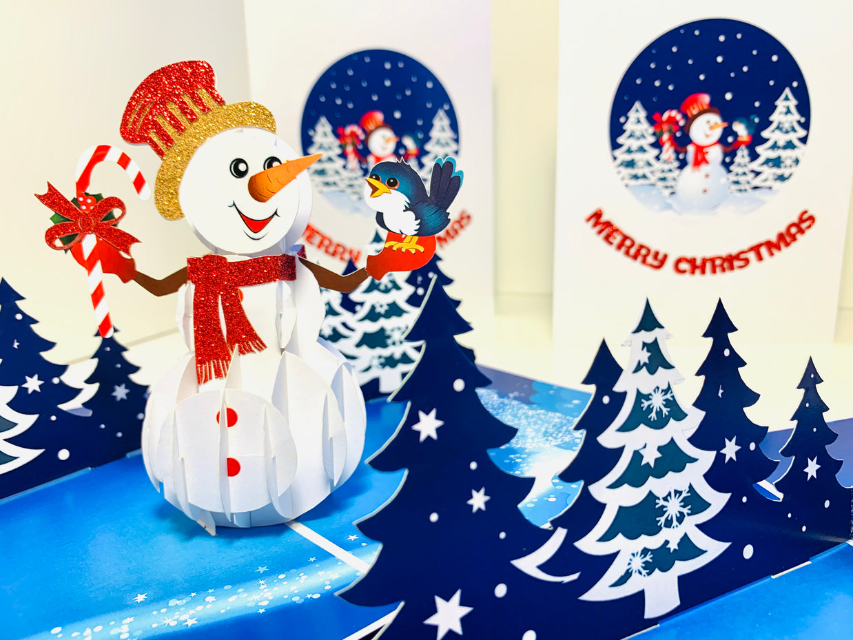 Happy Holidays Snowman Origami Pop Cards 3D Pop Up Greeting Card Merry Christmas Thank You Handmade Best Wishes Blank Card Gift Happy Holidays Celebrate the Special Day Moment with Family and Friends
