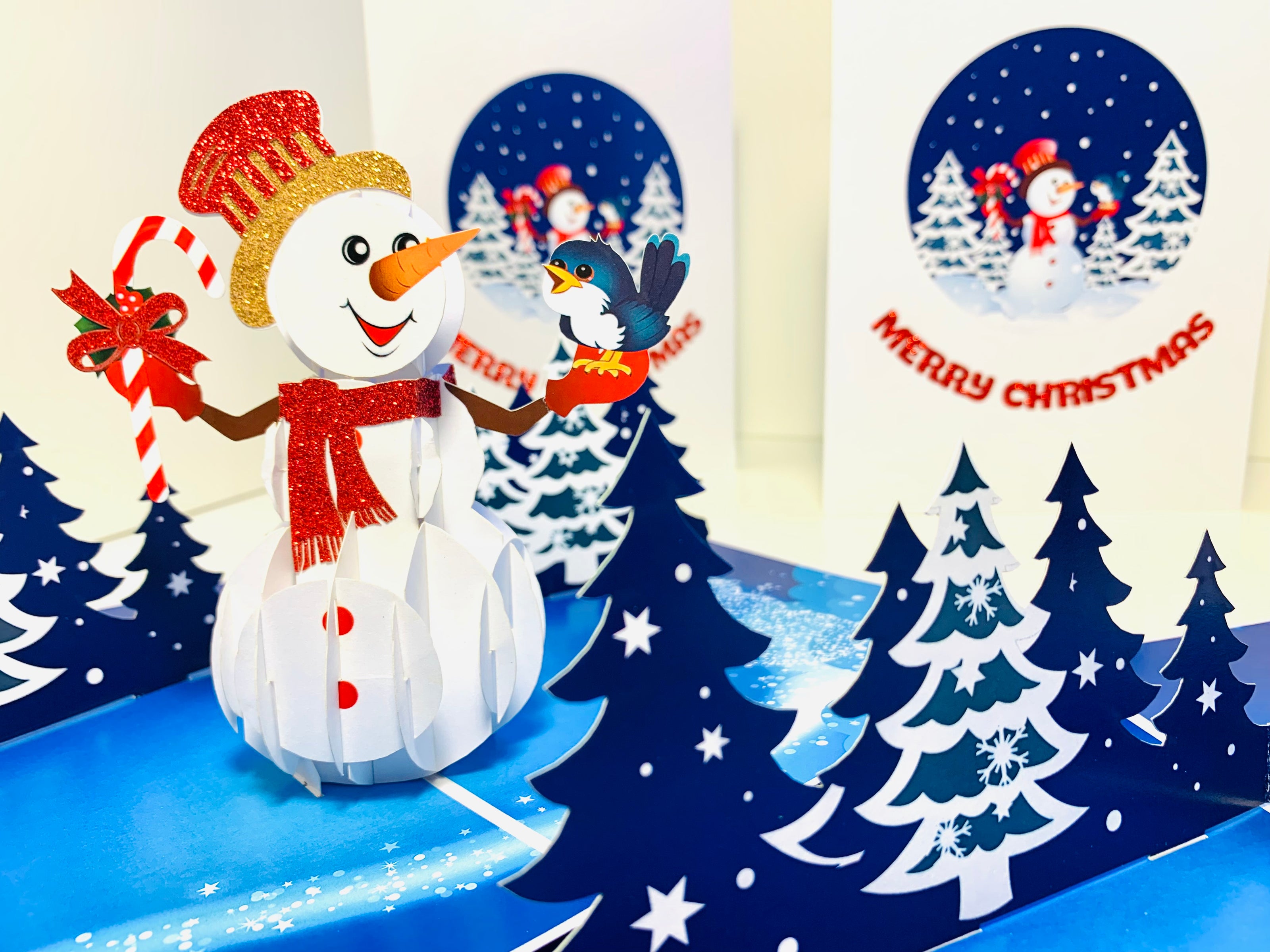 Happy Holidays Snowman Origami Pop Cards 3D Pop Up Greeting Card Merry Christmas Thank You Handmade Best Wishes Blank Card Gift Happy Holidays Celebrate the Special Day Moment with Family and Friends