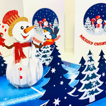 Happy Holidays Snowman Origami Pop Cards 3D Pop Up Greeting Card Merry Christmas Thank You Handmade Best Wishes Blank Card Gift Happy Holidays Celebrate the Special Day Moment with Family and Friends
