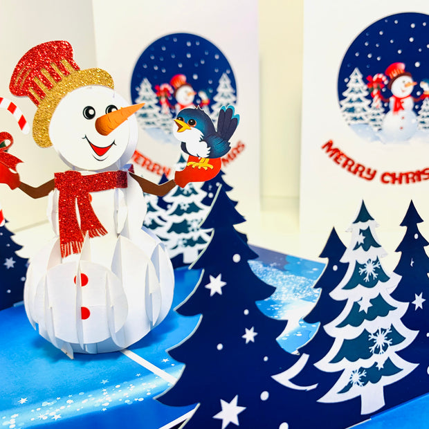 Happy Holidays Snowman Origami Pop Cards 3D Pop Up Greeting Card Merry Christmas Thank You Handmade Best Wishes Blank Card Gift Happy Holidays Celebrate the Special Day Moment with Family and Friends
