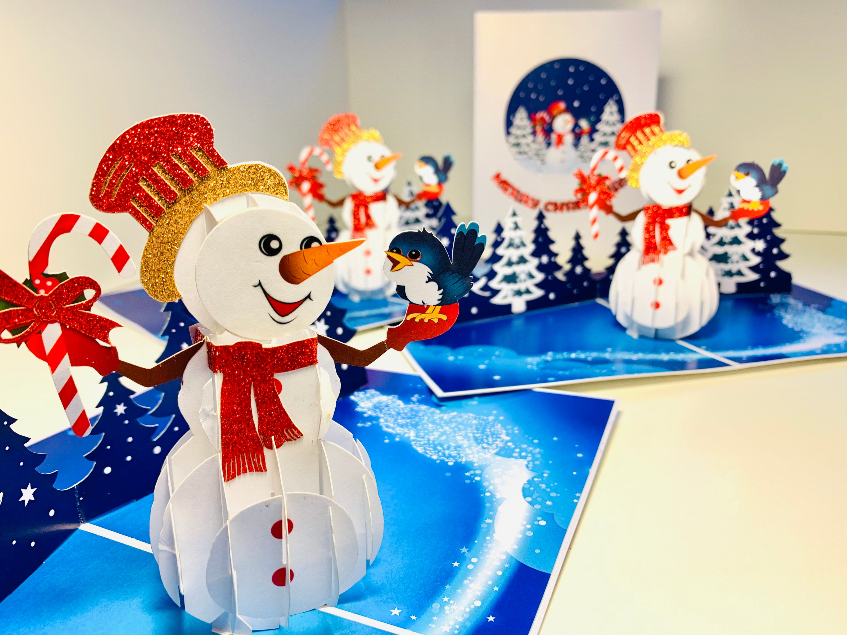 Happy Holidays Snowman Origami Pop Cards 3D Pop Up Greeting Card Merry Christmas Thank You Handmade Best Wishes Blank Card Gift Happy Holidays Celebrate the Special Day Moment with Family and Friends