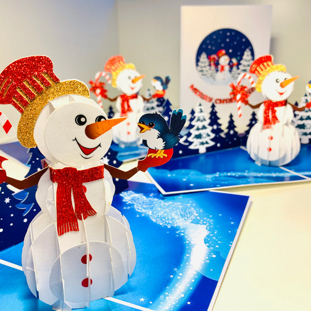 Happy Holidays Snowman Origami Pop Cards 3D Pop Up Greeting Card Merry Christmas Thank You Handmade Best Wishes Blank Card Gift Happy Holidays Celebrate the Special Day Moment with Family and Friends