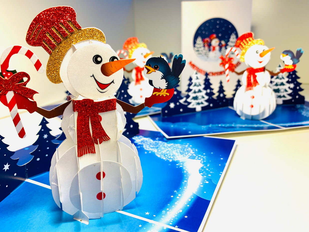 Happy Holidays Snowman Origami Pop Cards 3D Pop Up Greeting Card Merry Christmas Thank You Handmade Best Wishes Blank Card Gift Happy Holidays Celebrate the Special Day Moment with Family and Friends