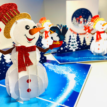 Happy Holidays Snowman Origami Pop Cards 3D Pop Up Greeting Card Merry Christmas Thank You Handmade Best Wishes Blank Card Gift Happy Holidays Celebrate the Special Day Moment with Family and Friends