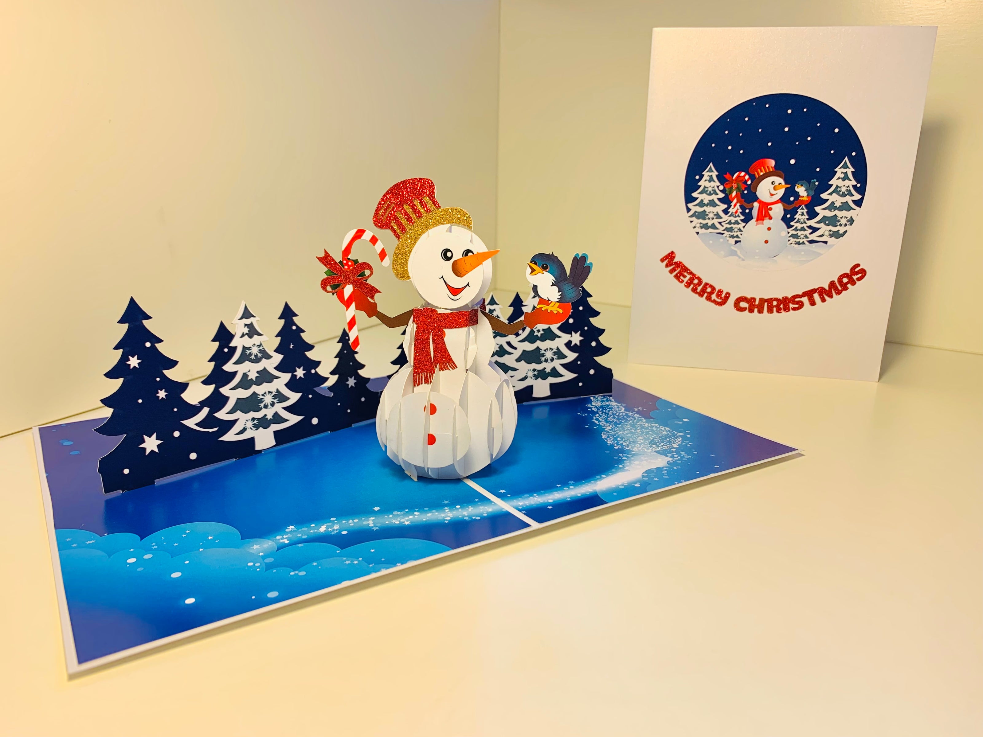 Happy Holidays Snowman Origami Pop Cards 3D Pop Up Greeting Card Merry Christmas Thank You Handmade Best Wishes Blank Card Gift Happy Holidays Celebrate the Special Day Moment with Family and Friends