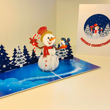 Happy Holidays Snowman Origami Pop Cards 3D Pop Up Greeting Card Merry Christmas Thank You Handmade Best Wishes Blank Card Gift Happy Holidays Celebrate the Special Day Moment with Family and Friends
