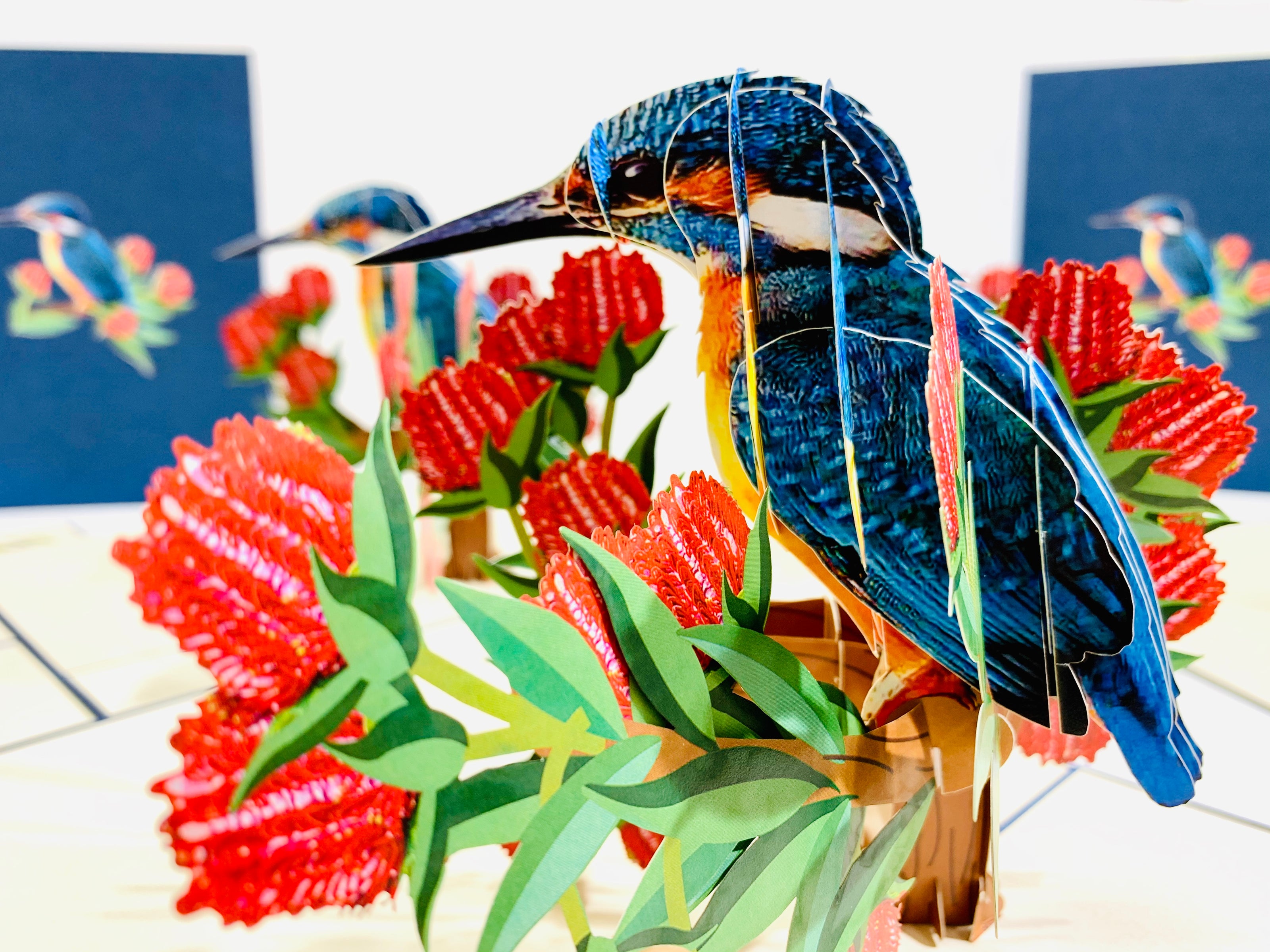 Happy Kingfisher Card - Beauty of Bird - Stands for Peace & Prosperity Origami Pop Cards 3D Pop Up Greeting Card Happy Birthday Thank You Handmade Gift Thinking of You Blank Card for Any Occasion Happy Mother's Day Happy Father's Australiana Birds