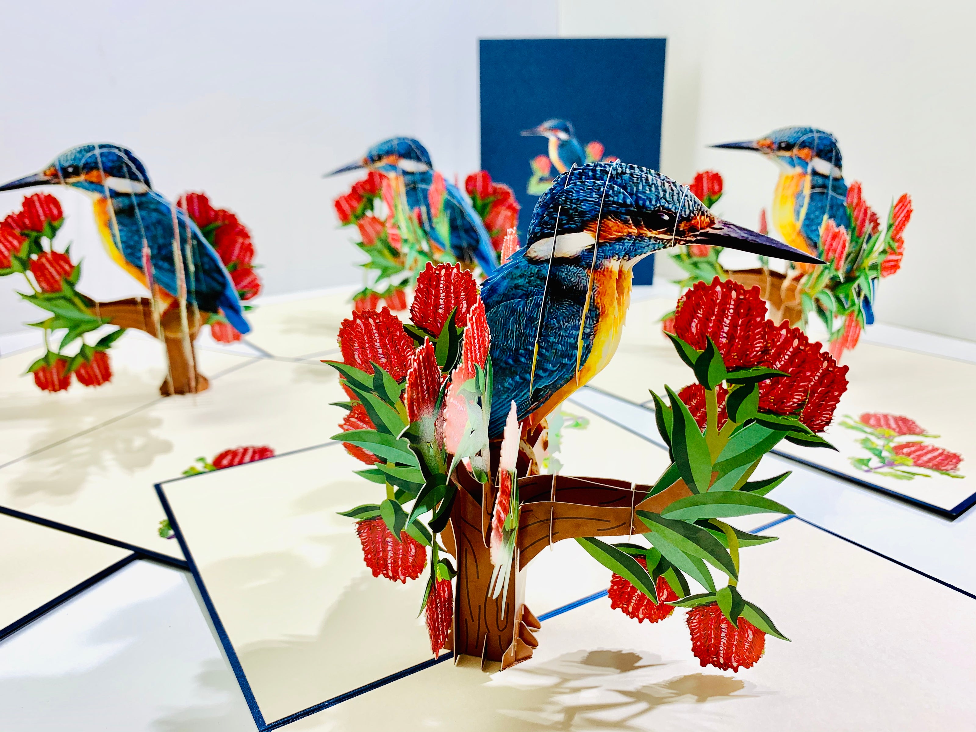 Happy Kingfisher Card - Beauty of Bird - Stands for Peace & Prosperity Origami Pop Cards 3D Pop Up Greeting Card Happy Birthday Thank You Handmade Gift Thinking of You Blank Card for Any Occasion Happy Mother's Day Happy Father's Australiana Birds