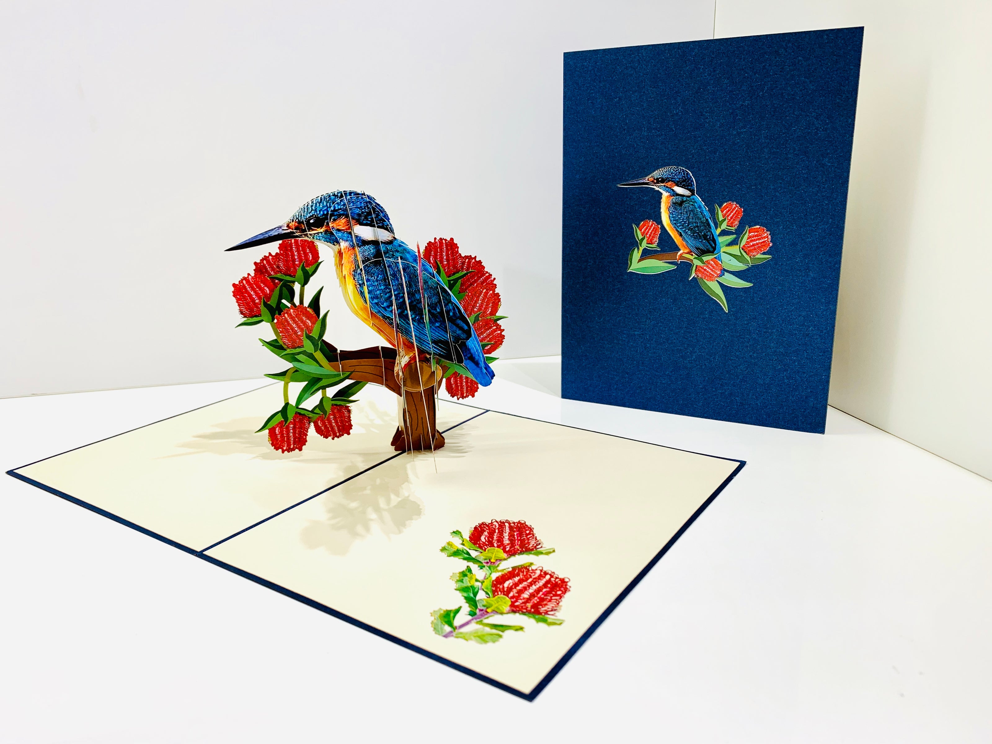 Happy Kingfisher Card - Beauty of Bird - Stands for Peace & Prosperity Origami Pop Cards 3D Pop Up Greeting Card Happy Birthday Thank You Handmade Gift Thinking of You Blank Card for Any Occasion Happy Mother's Day Happy Father's Australiana Birds