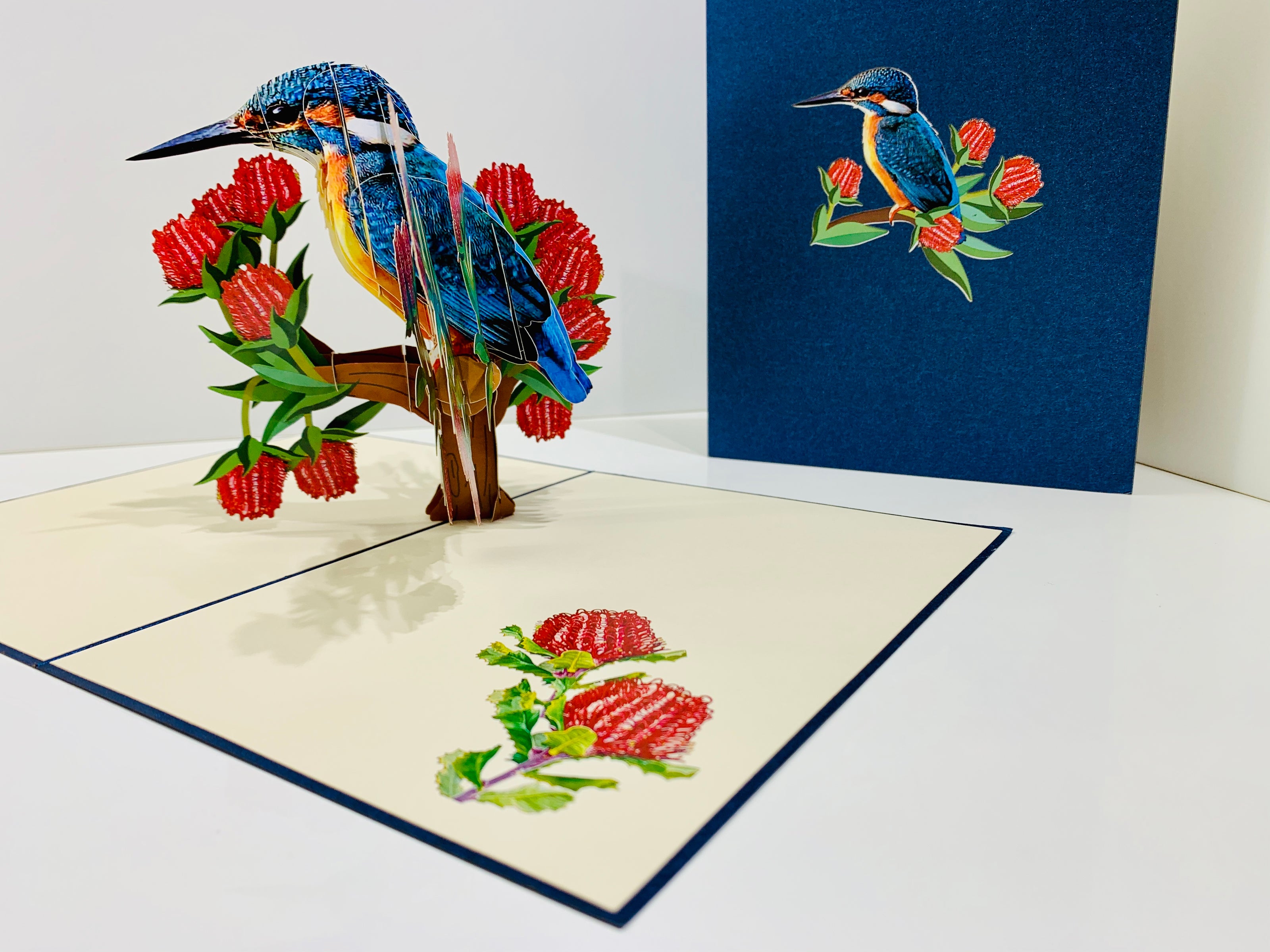 Happy Kingfisher Card - Beauty of Bird - Stands for Peace & Prosperity Origami Pop Cards 3D Pop Up Greeting Card Happy Birthday Thank You Handmade Gift Thinking of You Blank Card for Any Occasion Happy Mother's Day Happy Father's Australiana Birds