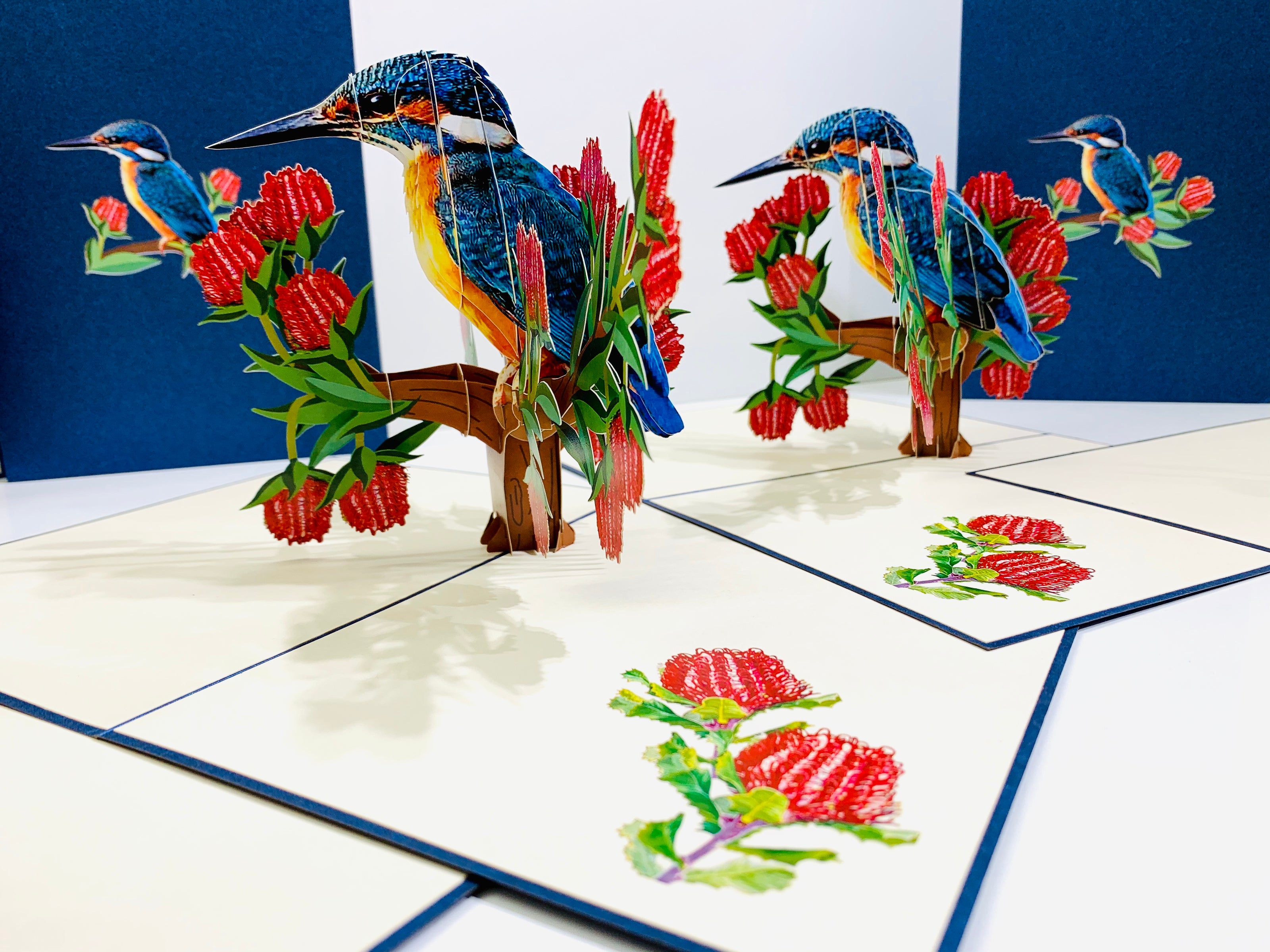 Happy Kingfisher Card - Beauty of Bird - Stands for Peace & Prosperity Origami Pop Cards 3D Pop Up Greeting Card Happy Birthday Thank You Handmade Gift Thinking of You Blank Card for Any Occasion Happy Mother's Day Happy Father's Australiana Birds