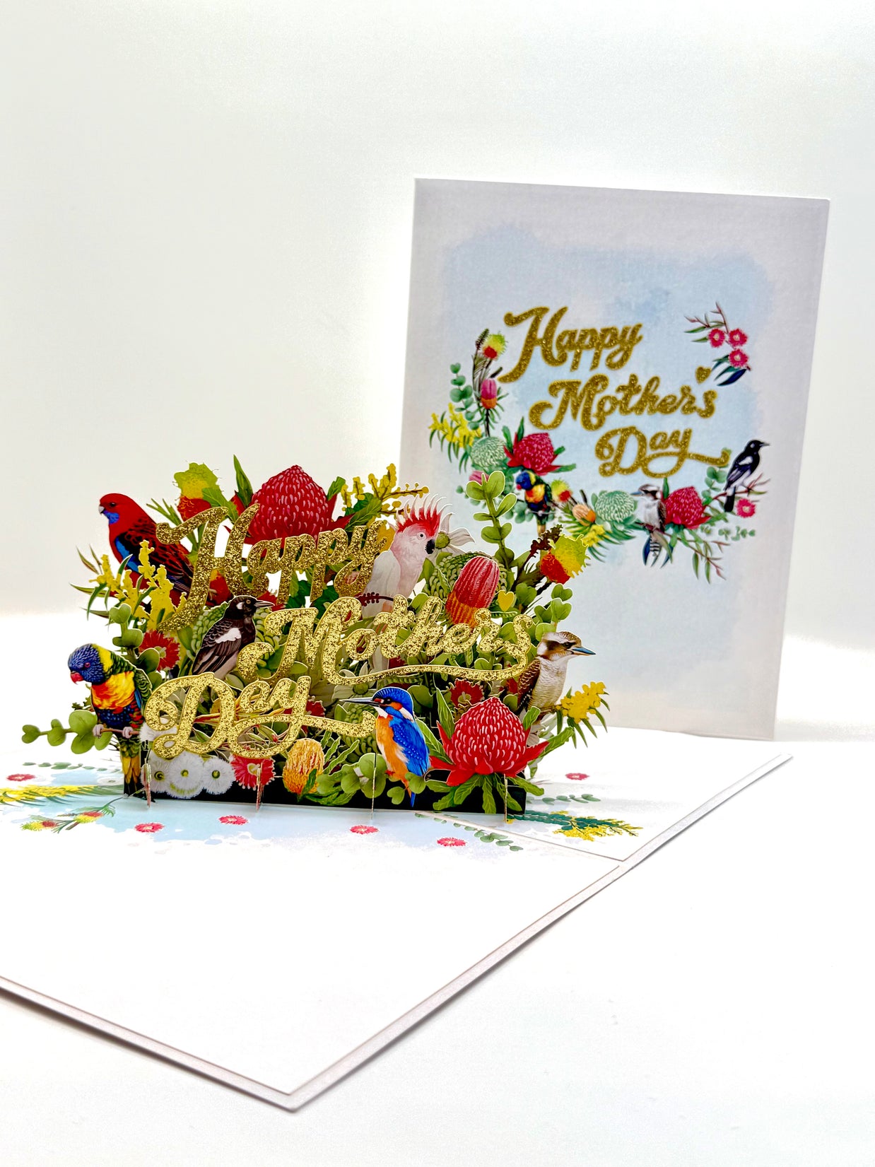 Happy Mother's Day - Australian Native Garden & Birds Origami Pop Cards 3D Pop Up Greeting Card Thank You Handmade Gift Thinking of You Happy Birthday Occasion Australiana Celebrate the Beauty and Happiness During Special Day Best Wishes Gift