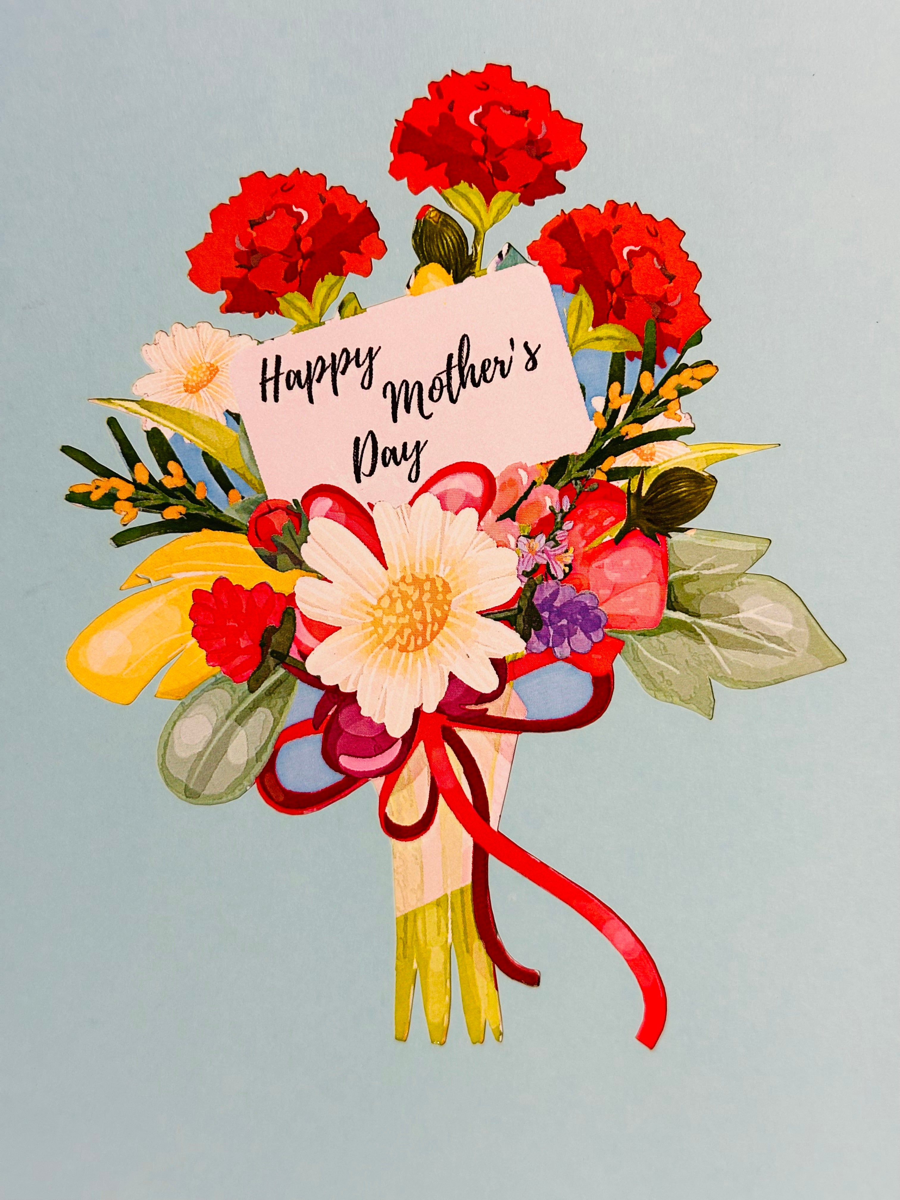 Happy Mother's Day - Baby Blue Spring Flower Garden Origami Pop Cards 3D Pop Up Greeting Card Handmade Gift for Mum Floral Blank Card Australian Made Thank You Thinking of You Mother's Day Paper Art Gift Australian Flowers Celebrate Special Mum