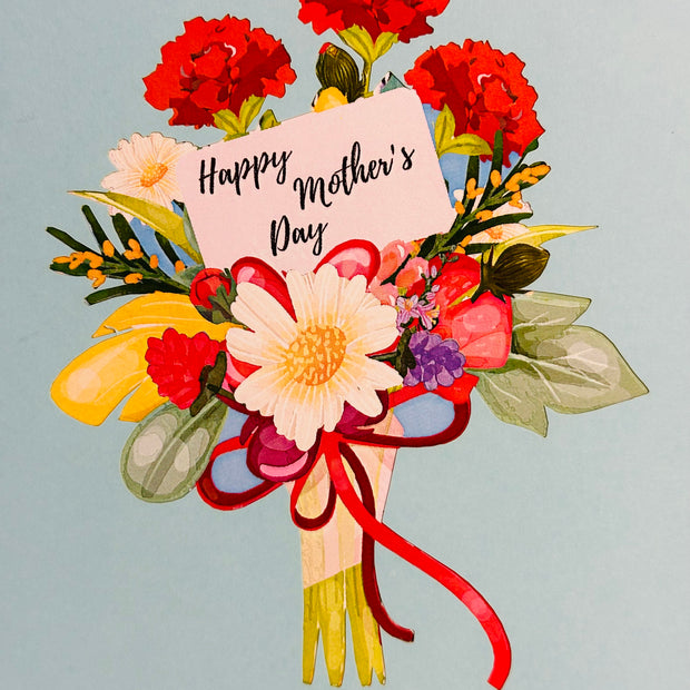 Happy Mother's Day - Baby Blue Spring Flower Garden Origami Pop Cards 3D Pop Up Greeting Card Handmade Gift for Mum Floral Blank Card Australian Made Thank You Thinking of You Mother's Day Paper Art Gift Australian Flowers Celebrate Special Mum