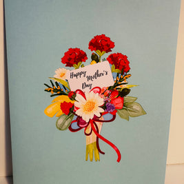 Happy Mother's Day - Baby Blue Spring Flower Garden Origami Pop Cards 3D Pop Up Greeting Card Handmade Gift for Mum Floral Blank Card Australian Made Thank You Thinking of You Mother's Day Paper Art Gift Australian Flowers Celebrate Special Mum